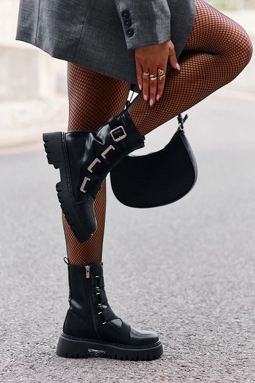 Skórzane Botki Damskie Ocieplane Big Star OO274A256 Czarne