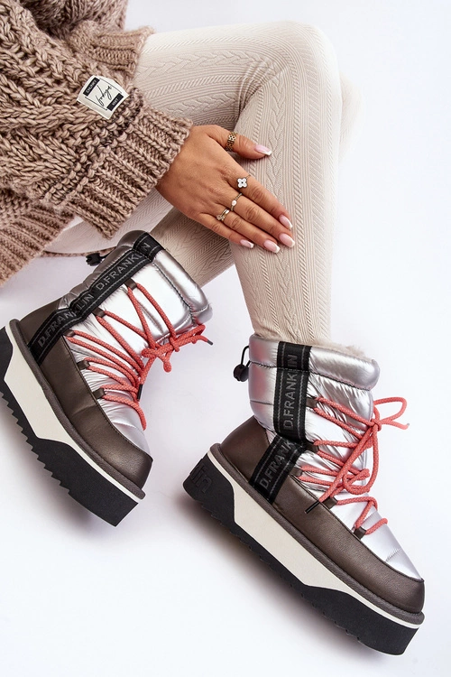 Śniegowce Damskie Na Grubej Podeszwie Wegańskie D.Franklin DFSH371006 Srebrne