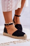 Damskie Espadryle Na Plecionej Platformie Czarne Calise