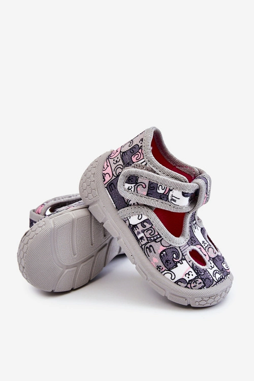 Dziecięce Buty Papcie Befado Kotki 630P001 Szare