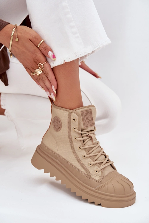 Wysokie Trampki Damskie Ocieplane Big Star OO274A356 Beżowe