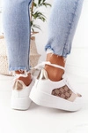 Sportowe Buty Sneakersy Na Platformie Biało-Złote Allisone