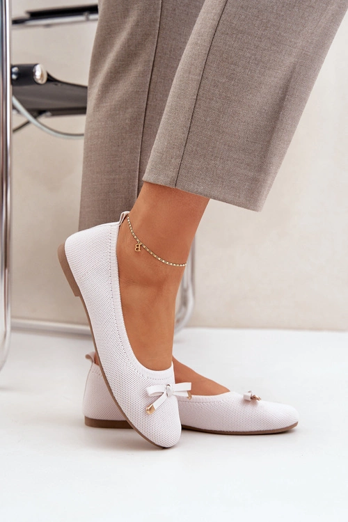 Siateczkowe Baleriny Z Kokardką Jasnobeżowe Bianila