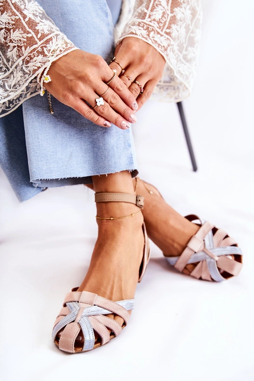 Skórzane Damskie Sandały Maciejka 01924-15 Różowe