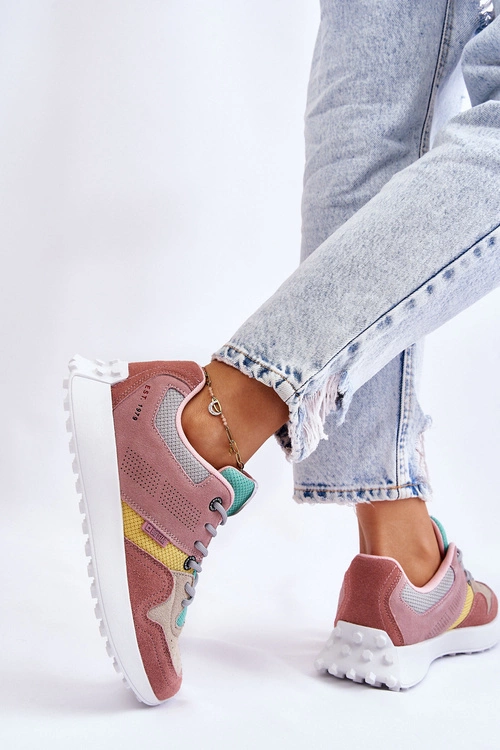 Damskie Sneakersy Big Star LL274422 Różowo-Beżowe