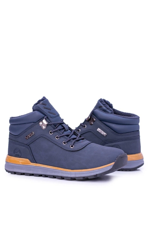 Ocieplane Polarem Granatowe Męskie Buty Trekkingowe Preventi