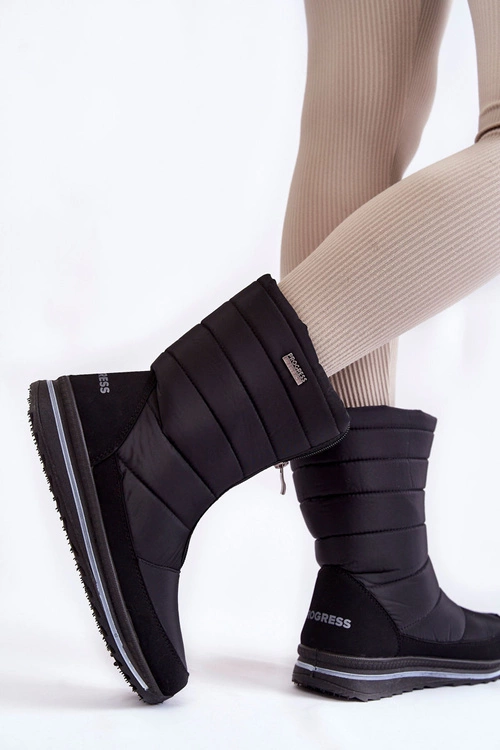 Damskie Lekkie Ocieplane Śniegowce Progress PROGJ-22-129 Czarne