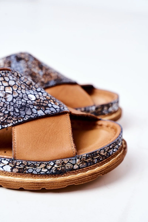 Skórzane Profilowane Klapki Maciejka 04986-02 Brązowe