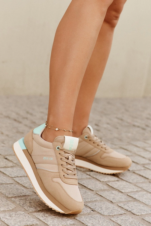 Zamszowe Sneakersy Damskie Big Star RR274A048 HI-POLY SYSTEM Ciemnobeżowe