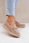 Ażurowe Mokasyny Ze Złotym Detalem I Jutową Plecionką Beżowe Lainer