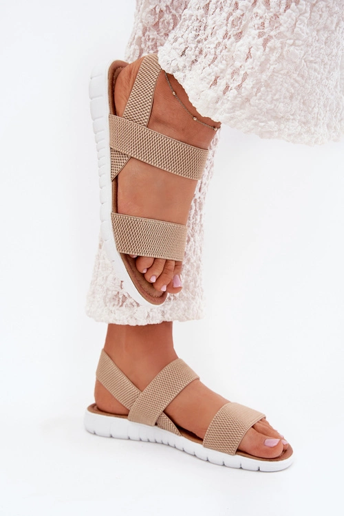 Klasyczne Sandały Damskie Wsuwane Beżowe Felira