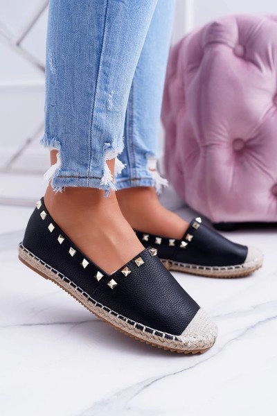 Czarne Wsuwane Espadryle z Ćwiekami Christiane