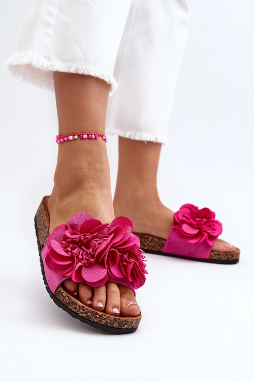 Damskie Klapki Z Kwiatami Fuksja Lulania