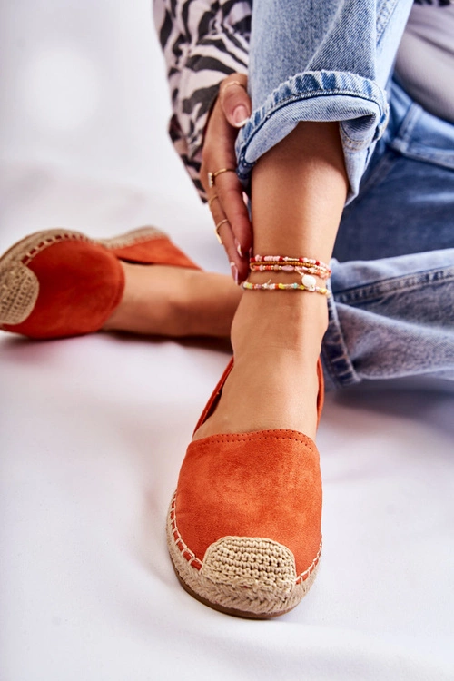 Klasyczne Damskie Zamszowe Espadryle Pomarańczowe Clarice