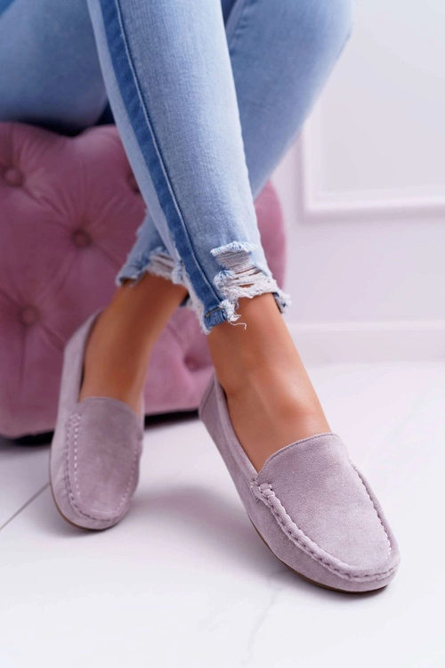 Mokasyny Damskie Wygodne Eko-zamsz Lila Róż Lemma