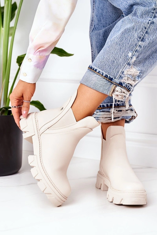 Ocieplane Botki Sztyblety Beżowe Hashtag