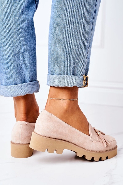 Zamszowe Mokasyny Lewski Shoes 3053 Cappuccino