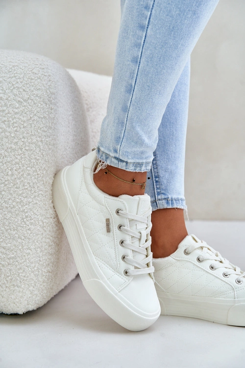 Trampki Damskie Na Platformie Ocieplane Big Star OO274A464 Białe