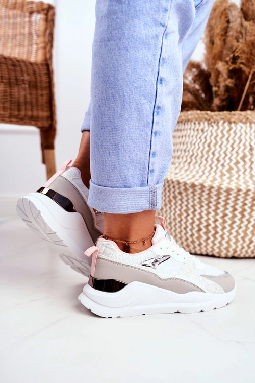 Sportowe Damskie Buty Sneakersy Białe Martina