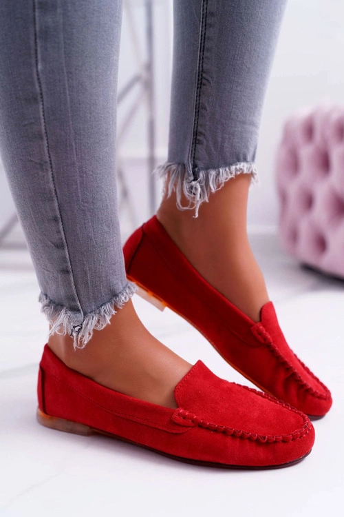 Mokasyny Damskie Sergio Leone Zamszowe Czerwone Winted