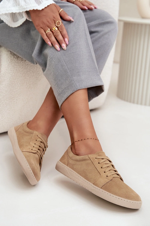 Trampki Typu Barefoot Z Naturalnego Zamszu Zazoo 314 Beżowe