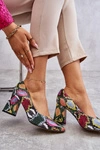 Skórzane Czółenka W Wężowy Wzór Lewski Shoes 3277 Wielobarwne