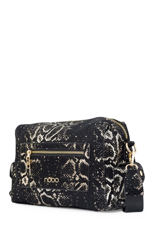 Torebka Listonoszka Wężowy Wzór NOBO N1330-CM23 Czarno-Złota