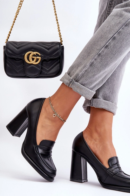 Modne Czółenka Na Słupku Czarne Florence