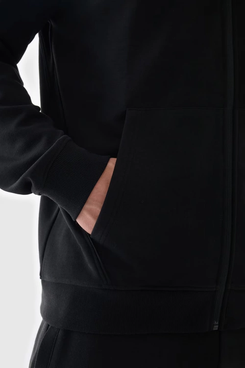 Męska Bluzka Z Kapturem Rozpinana 4F 4FWAW24TSWSM1256-20S Czarna