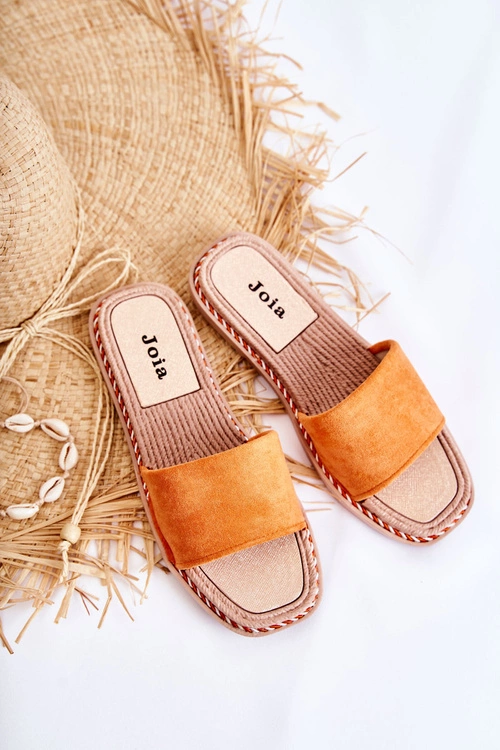 Zamszowe Damskie Klapki Pomarańczowe Sunset