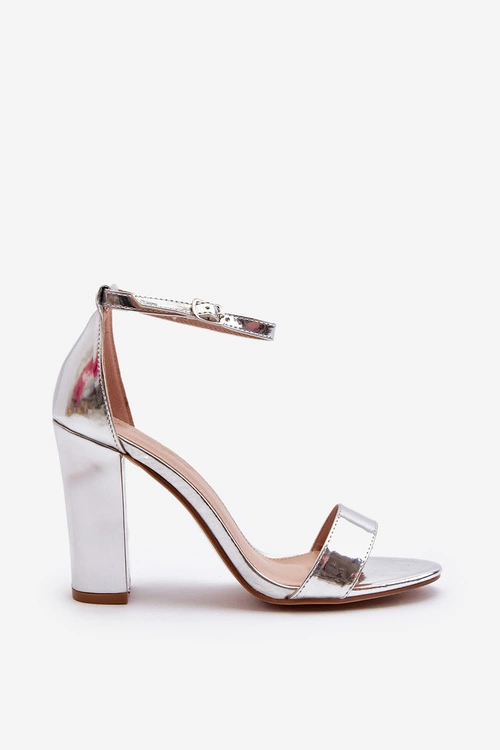 Sandały Na Słupku Srebrne Thakko