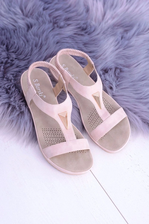 Damskie Różowe Sandały z Elastyczną Gumką Riben