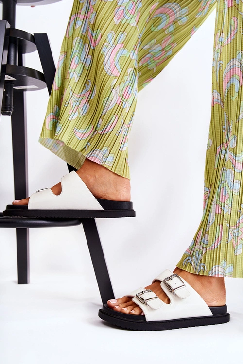 Klasyczne Wsuwane Klapki Damskie Białe Weston