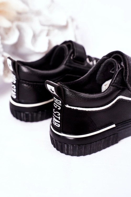 Dziecięce Skórzane Trampki Na Rzep BIG STAR HH374029 Czarne