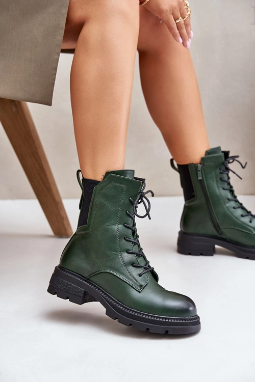 Ocieplane Botki Workery Na Zamek Zielone Leairae