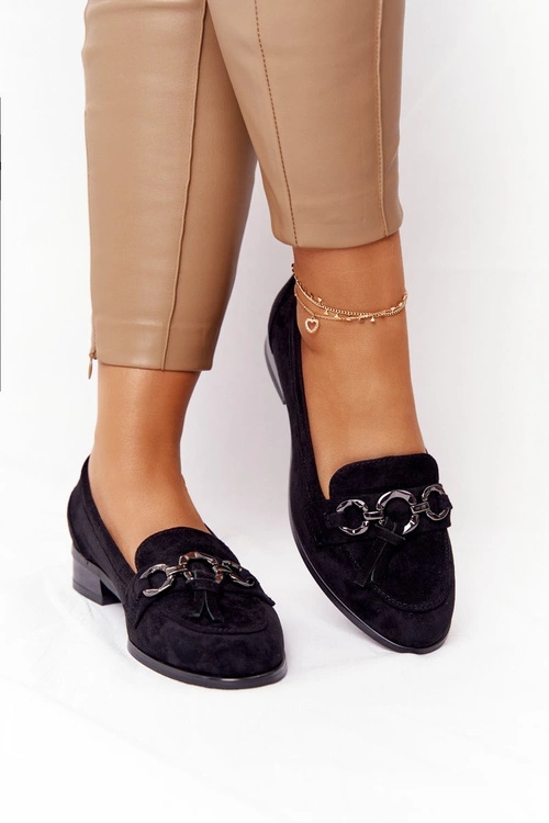 Eleganckie Damskie Mokasyny Vinceza 10585 Zamszowe Czarne