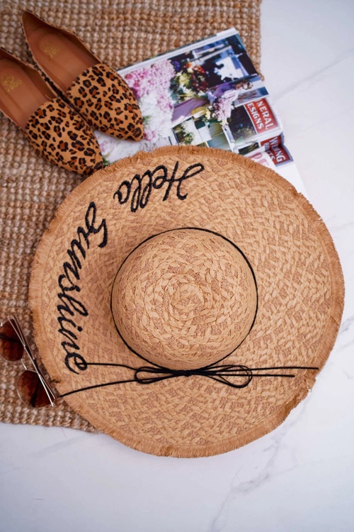 Słomiany Kapelusz BRUNO ROSSI Hello Sunshine Camel