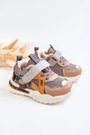 Dziecięce Materiałowe Buty Sportowe Szaro-Brązowe Nathine