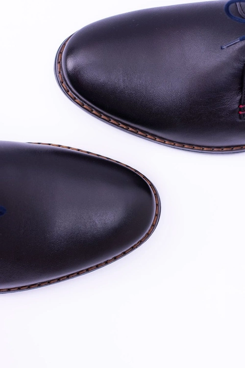 Nikopol Czarne Skórzane Męskie Półbuty Zinedine