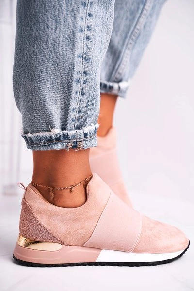 Sportowe Damskie Buty Sneakersy Slip-on Różowe Say Something