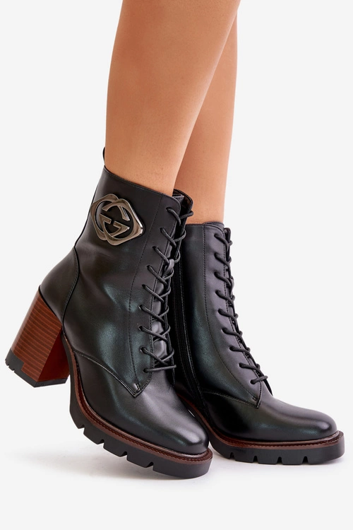 Ocieplane Botki Damskie Na Słupku Vinceza 58359 Czarne