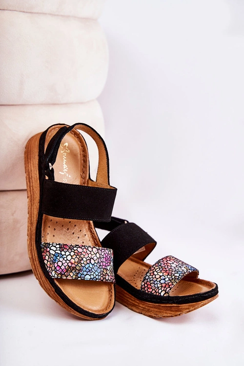 Skórzane Damskie Sandały Maciejka 04142-20 Czarne