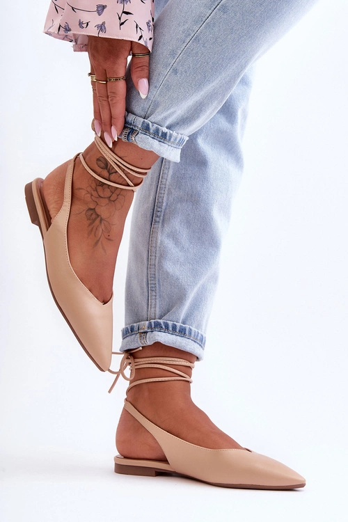 Damskie Wiązane Baleriny Nude Lilly Ann