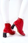 Skórzane Botki Na Słupku Maciejka Czerwone 05262-08