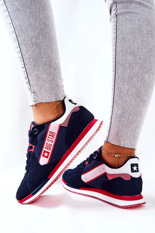 Skórzane Sportowe Buty Big Star II274270 Granatowe