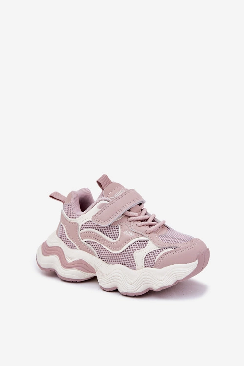 Sneakersy Dziecięce Na Grubej Podeszwie Różowe Lianees