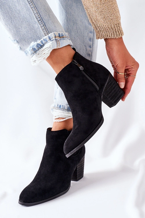 Damskie Klasyczne Botki Zamszowe Czarne Flashbrook