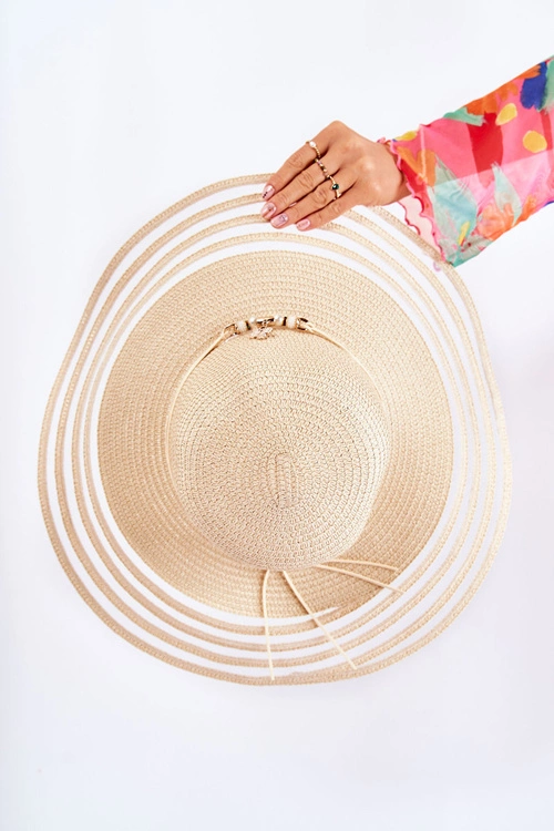 Damski Kapelusz Z Ozdobnym Paskiem Beżowy Carra