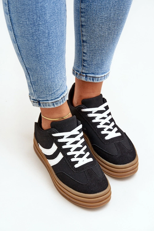Stylowe Sneakersy Na Platformie Czarne Doriwa