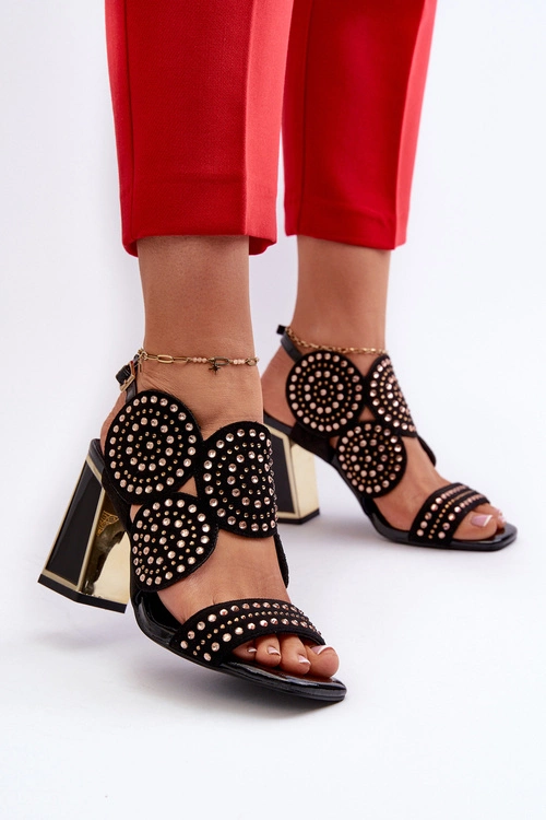 Zdobione Sandały Na Słupku D&A CR026 Czarne